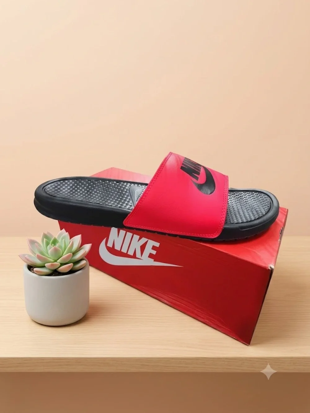 NWT Nike Benassi Just Do It Men sports sandals Red Orbit/Black Anthracite Size15